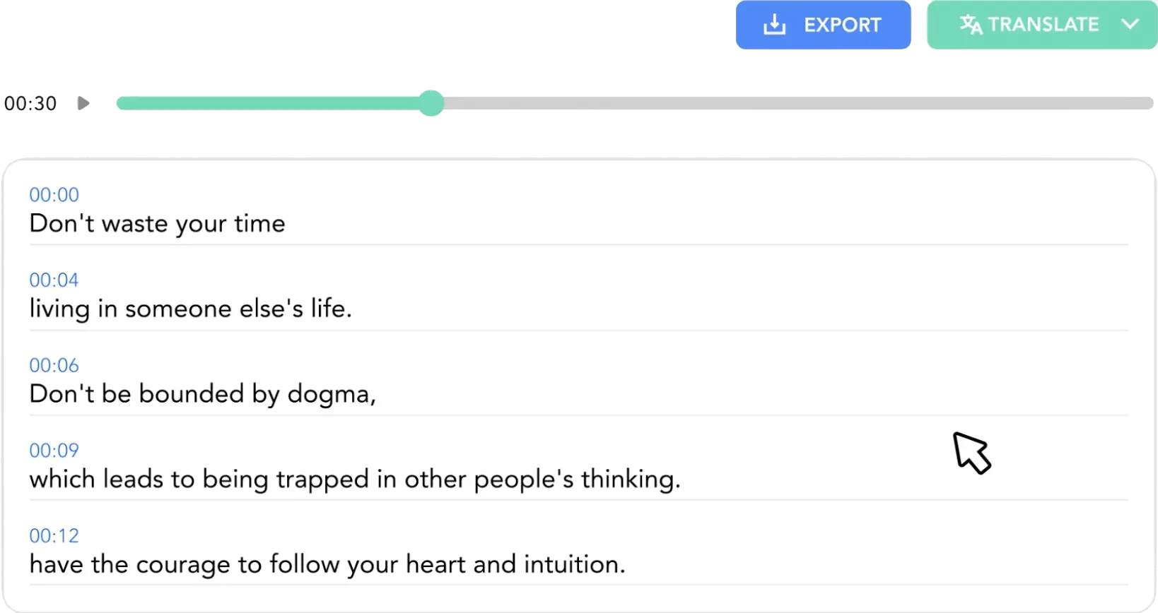 Upload video file or paste YouTube URL for automatic transcription